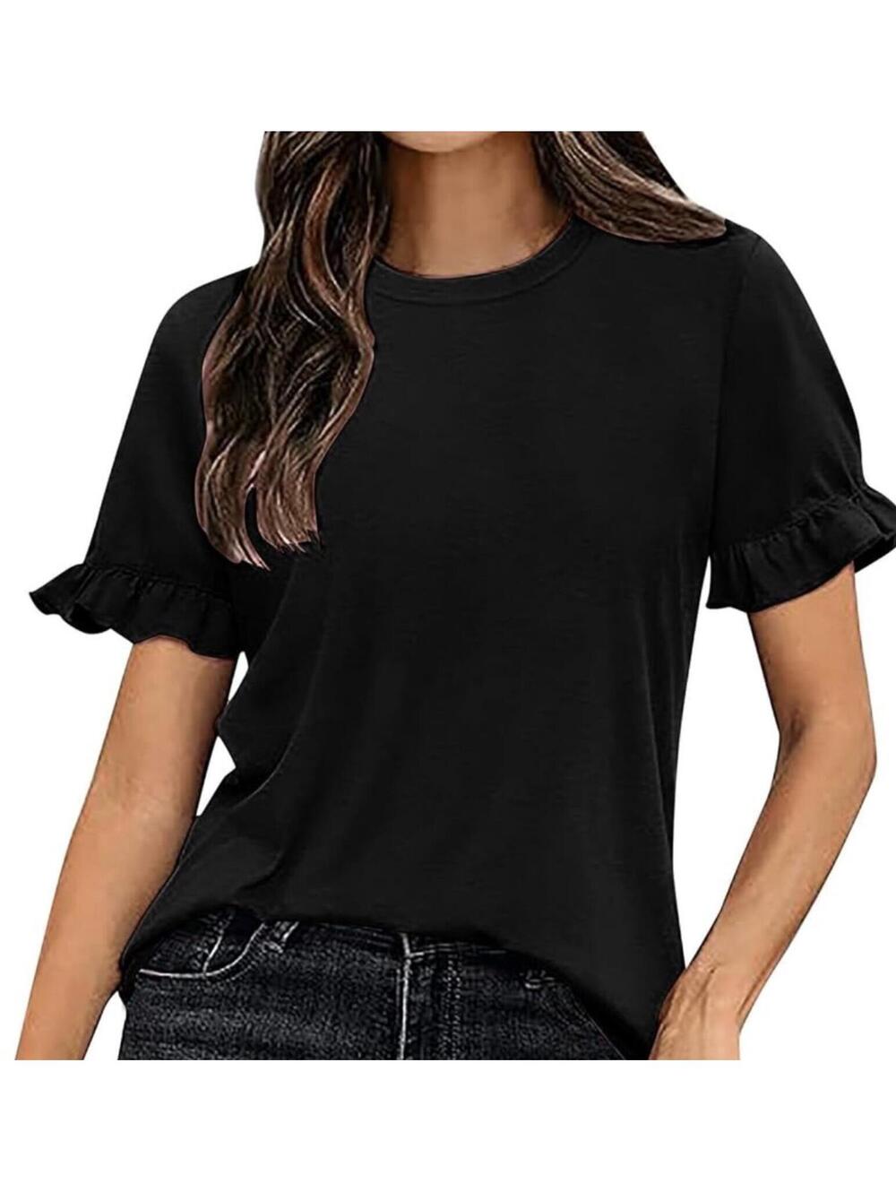 Bobeau Black Ruffle Sleeve Top Women’s Size S
